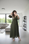 Long Plain Chiffon Khaki Dress