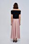 Flat Satin Skirt with Elastic Waist and Hidden Zipper on the Side - 4