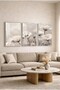 Modern Neutral Tone Cream Poppy Flowers 3-Piece Glass Painting Set Silver Metal Framed Home and Office Painting - 3
