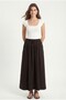 Women's Lotus Lined Woven Modal Long Woven Brown Skirt with Elastic Waist and Pockets - 4