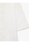 Cotton Floral Embroidery Detailed Embroidered 3/4 Sleeve Shirt Collar Oversize Tunic Dress - 6