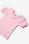 Pink Short Sleeve Organza Collared Girl's T-Shirt - 4