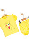 Ruffle Short Sleeve Girls' T-Shirt Cotton Teddy Bear Pattern Summer Comfortable Yellow Shorts Set - 4