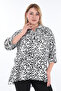 Plus Size (50-56) Leopard Printed Shirt Collar Three Quarter Sleeve Women's Tunic