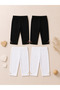 Girl Child 1-8 Years Old 100% Cotton Comfortable and Fresh Capri Leggings Sets Multiple Sets White-Black - 5