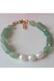 Natural Stone Aventurine and Real Pearl Women's Bracelet - 4
