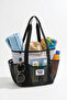 حقيبة شاطئ سوداء كبيرة الحجم مكونة من 7 أقسام، مزودة بحلقة مفاتيح، مقاومة للرمل، أنيقة ومتينة، متعددة الأغراض، مصنوعة من قماش شبكي. - 2