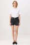 Women's Shorts High Waist Cut City Plain Pattern Piped Hem Short Length Denim Fabric Rigid Woven - 4