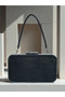 Black Laser Queen Women's Evening Dress Bag with Black Stone Handle Detail for Wedding Engagement Graduation - 3