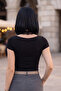 Women's Lace Collar Lycra Short Sleeve Blouse - 5
