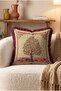 Tree of Life with Birds Pattern Fringed Throw Pillow Cover - Burgundy Tassel Tapestry Pillowcase - 5