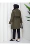 Polka Dot Waist Gathered Hijab Trench Coat Rc3134 - 9