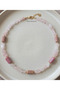 Real Pink Quartz Women's Necklace Natural Stone Design Necklace with Steel Detail Elegant Women's Necklace