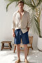 Men's Navy Blue Regular Fit Comfortable Cut 100% Pure Cotton Lightweight and Anti-Sweat Muslin Shorts - 5