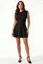 Black Sleeveless Crew Neck Knitwear Dress Standard Fit Regular Cut - 8