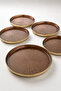 Brown Sparkling Glass Cake Plate with 6 Gold Edges - - 7