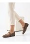 Women's Brown Stone-Colored Single-Strap Soft Sole Stylish Comfortable Daily Ballet Shoes - 3