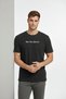 Men's Waffle Fabric T-Shirt Regular Fit Crew Neck Printed T-Shirt - Black - 3