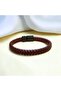 Burgundy Men's Bracelet Genuine Leather Fine Weave Design 8m Thickness Magnetic Clip - 2