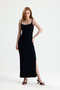 Black Strap Slit Long Dress