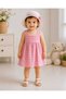 Baby Girl Hat and Back Bow Detailed Strap Dress - 2