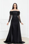Underwire Long Satin Evening Dress - Black