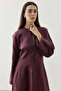 Linen Pleated Zipper Dress in Plum - 4