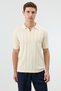 Natur Zipper Collar Striped Knitwear Men's T-Shirt