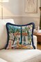 Spring Garden Home View Fringed Cushion Cover - Navy Blue Tasseled Mediterranean Style Pillowcase - 3