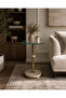 طاولة جانبية مودرن بسطح زجاج وقاعدة رخام