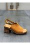 Tan Suede Heeled Women's Daily Sandals - 7