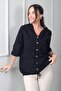 Women's Hooded Buttoned Front Jacket with Pockets and Brode Scallop Embroidery in Italian Cotton - 2
