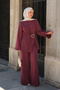 Women's Buckled Double-Breasted Suit Burgundy - 4
