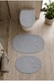 Gray 3-Piece French Lace Luxury Bath Mat Non-Slip Dowry Oval Bath Mat Set Lauris - 4