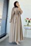 Stone Embellished Double Abaya Set - Stone - 2