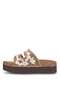 26Y216-5 Women's Stoned Flat Slippers Beige - 4
