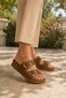 Suede Women's Suede Trok Staple Detailed Thick Gold Buckle Anatomical Comfortable Sole Daily Slippers - 3