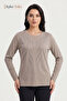 Women's Mink Willow Leaf Patterned Blouse with Stones on the Chest and Sleeves, Mother Combed Cotton Blouse
