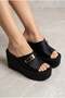 Rivs Women's Slippers with Padded Sole and Gold Buckle, Black Satin
