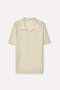 Men's Stone Color Polo Collar Short Sleeve Knit Sweater