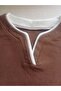 Women's Brown Suede Textured V-Neck Blouse - 3