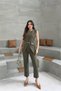 Women's Khaki Shoulder Button Detailed Sleeveless Blazer Pants Suit ---Nbtkm4061 - 5