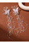 White Embellished Butterfly Hair Clip with Tassels - 4