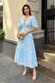 Women's V-Neck Balloon Sleeve Lined Brode Woven Dress - 6