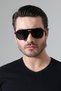 Men's Oversize Black Frame Black Glass Gold Handle Sunglasses - 7