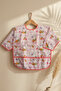 Pink Plaid Rabbit Figured Long Sleeve Baby Food Bib - Waterproof Liquid-Repellent Bib with Pocket - 5