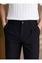 Men's Black Pleated Detail Comfortable Fit Premium Series Linen Trousers - 2