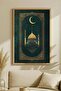Emerald Green Mosque and Crescent View Single Wooden Table Natural Wood Framed Home and Business Table - 2