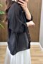 Silky Textured Oversize Shirt Black - 5
