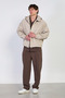 Men's Hooded Raincoat with Snap Fasteners - Stone - 4
